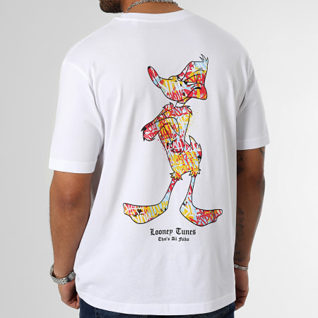 Looney Tunes - Tee Shirt Oversize Large Daffy Duck Graff Bianco