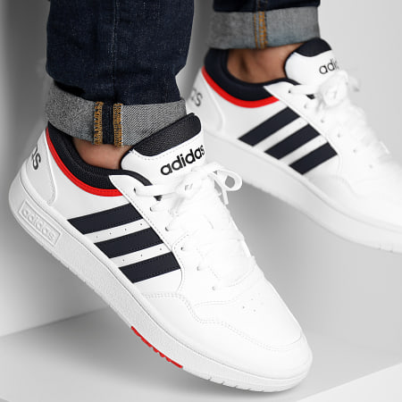 Adidas Originals - Zapatillas Hoops 3 GY5427 Cloud White Collegiate Navy Classic Red