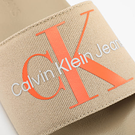 Calvin Klein - Claquettes Slide Monogram 0061 Travertine Shocking Orange