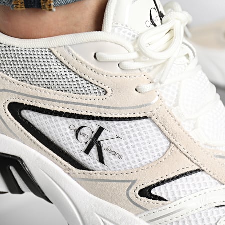 Calvin Klein - Sneaker alte Retro Tennis 0589 Bianco brillante Nero