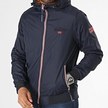 Geographical Norway - Veste Zippée Capuche Réversible Bleu Marine Jaune