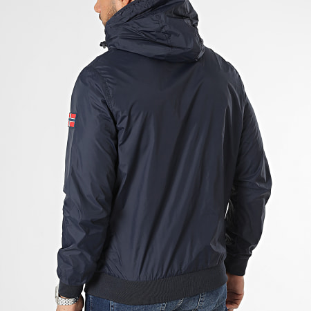 Geographical Norway - Navy Blauw Geel Omkeerbaar Hooded Zip Jacket