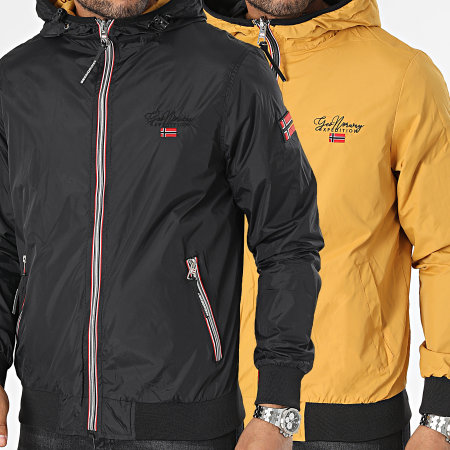 Geographical Norway - Chaqueta reversible con capucha y cremallera Negro Amarillo