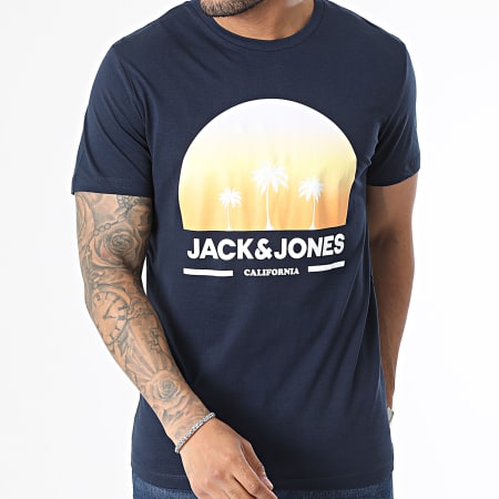 Jack And Jones - Lot De 3 Tee Shirts Deacon Blanc Orange Bleu Marine
