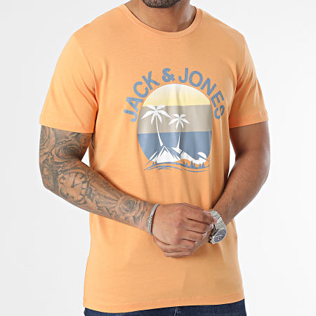 Jack And Jones - Lot De 3 Tee Shirts Deacon Blanc Orange Bleu Marine