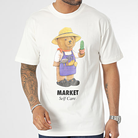 Market - Maglietta con orso botanico bianco sporco