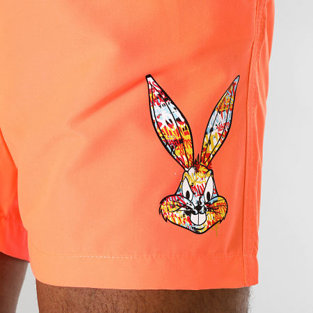Looney Tunes - Short De Bain Bugs Bunny Graff Orange Fluo