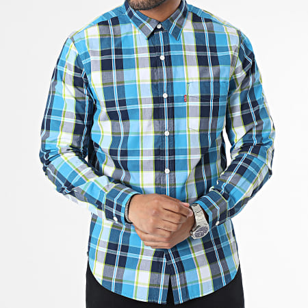 Levi's - Camisa a cuadros de manga larga 85748 Azul Verde