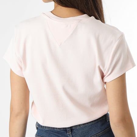 Tommy Jeans - Tee Shirt Femme Baby Serif 4364 Rose Clair