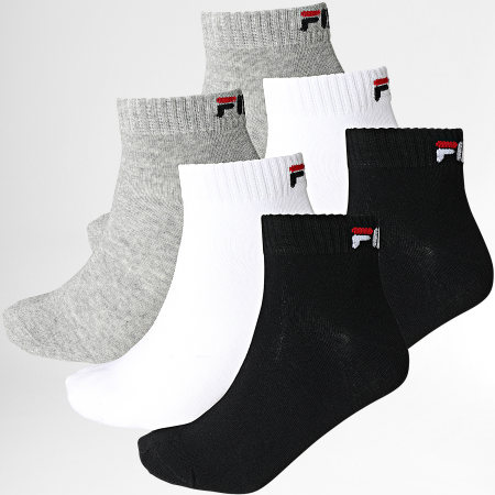 Fila - Lote de 6 pares de calcetines F9300 Blanco Negro Gris brezo