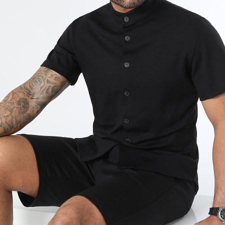 LBO - Conjunto de camisa de manga corta y pantalón chino 1070521 Negro