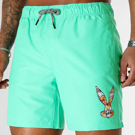 Looney Tunes - Shorts de baño Bugs Bunny Graff Verde Pastel