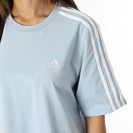 Adidas Sportswear - Robe Tee Shirt A Bandes Femme 3 Stripes IL3315 Bleu Clair