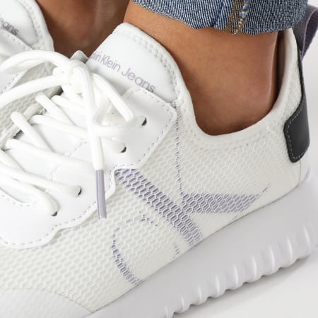 Calvin Klein - Sneakers donna Sporty Runner Slip-On 0687 Bianco Lavanda Aura