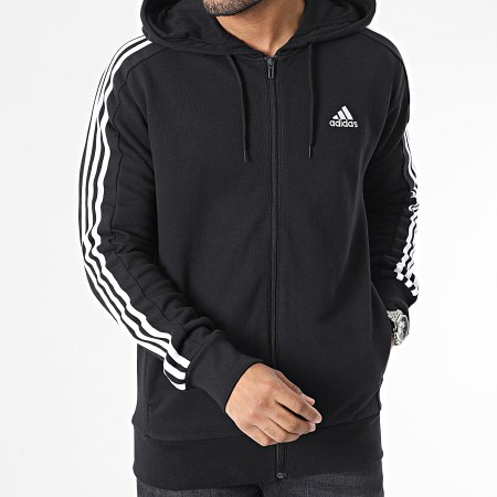 Adidas Sportswear - Felpa con cappuccio e zip a 3 strisce IC0433 Nero