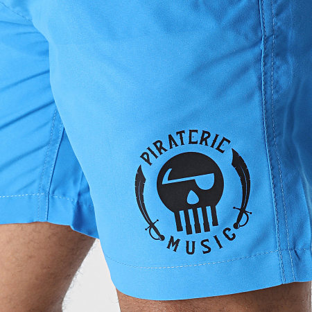 Piraterie Music - Short De Bain Logo Bleu Noir