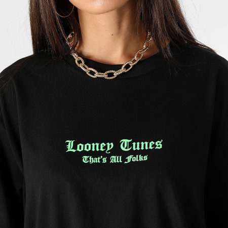 Looney Tunes - Tee Shirt Oversize Large Femme Angry Bugs Bunny Noir Vert Fluo