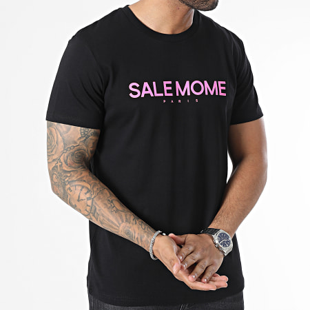 Sale Môme Paris - Tee Shirt Grappin Lapin Noir Rose Fluo
