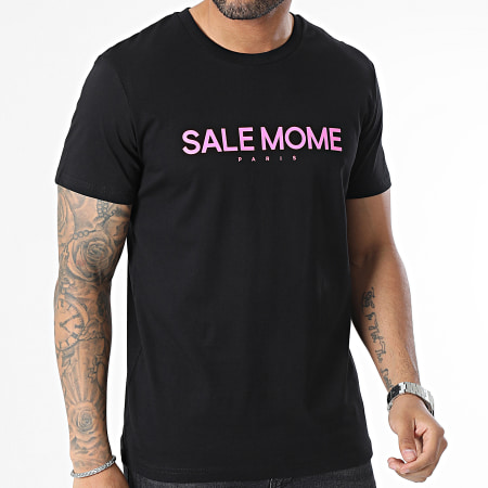 Sale Môme Paris - Tee Shirt Grappin Lapin Noir Rose Fluo