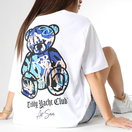 Teddy Yacht Club - Tee Shirt Oversize Large Donna Art Series Blu Bianco