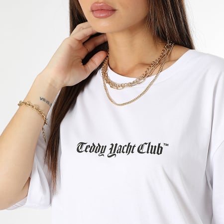 Teddy Yacht Club - Tee Shirt Oversize Large Donna Art Series Blu Bianco