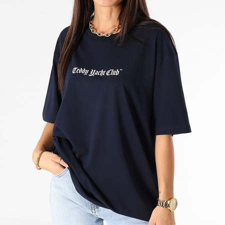 Teddy Yacht Club - Tee Shirt Oversize Large Donna Serie Art Blu Navy