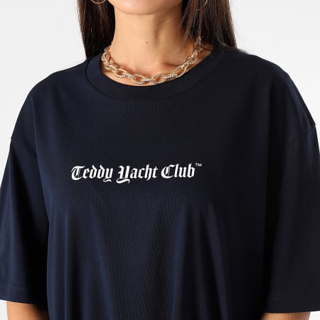 Teddy Yacht Club - Tee Shirt Oversize Large Donna Serie Art Blu Navy