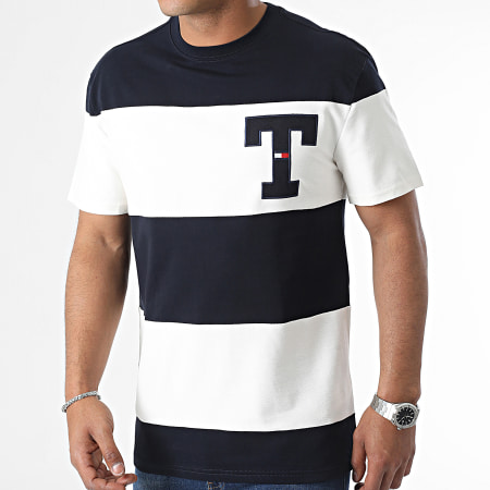 Tommy Jeans - Tee Shirt Classic Textured 6892 Bleu Marine Blanc