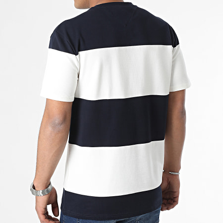 Tommy Jeans - Tee Shirt Classic Textured 6892 Bleu Marine Blanc