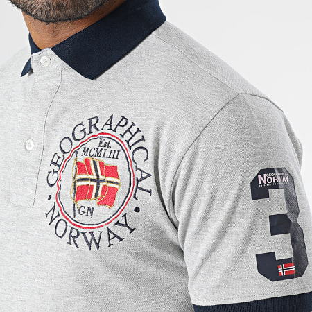 Geographical Norway - Polo Manches Courtes Gris Chiné