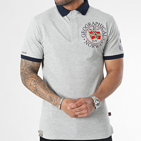 Geographical Norway - Polo Manches Courtes Gris Chiné