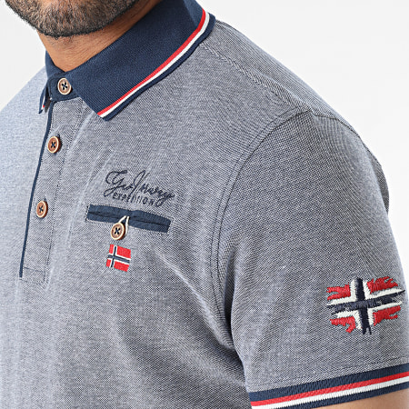 Geographical Norway - Polo Manches Courtes Bleu Marine Chiné