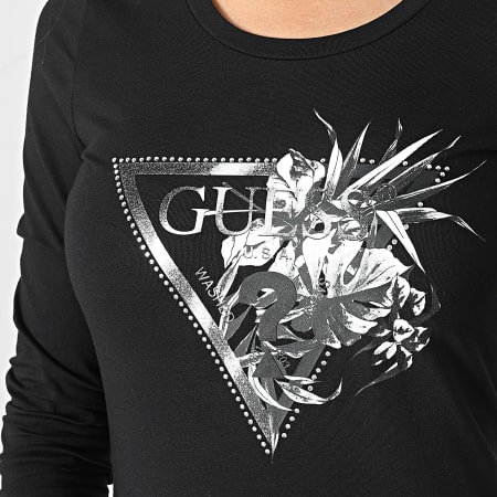 Camiseta Guess manga larga logo leopardo para mujer
