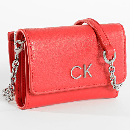 Calvin Klein - Portafoglio Trifold da donna Re-lock 1010 Rosso
