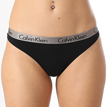 Calvin Klein - Lot De 3 Strings Femme QD3561E Noir Blanc Orange