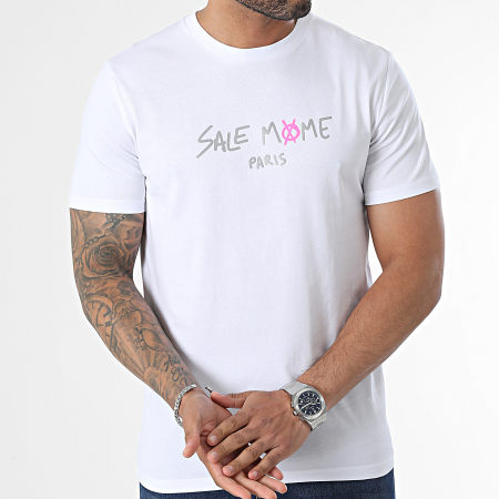 Sale Môme Paris - Scheletro bianco rosa Tee Shirt riflettente