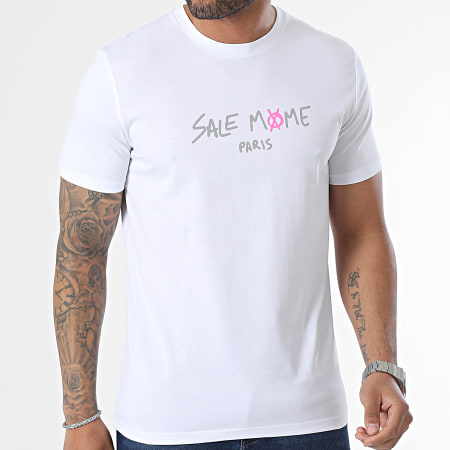 Sale Môme Paris - Scheletro bianco rosa Tee Shirt riflettente