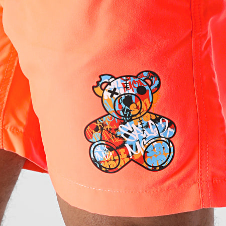 Sale Môme Paris - Short De Bain Nounours Graffiti Orange Fluo