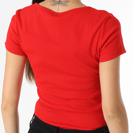 Tommy Jeans - Camiseta BBY Button 6107 Roja Mujer