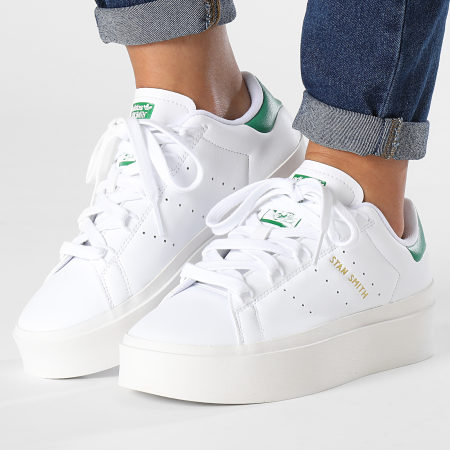 Adidas Originals - Sneaker alte Stan Smith Bonega Donna GY9310 Bianco Nuvola Verde