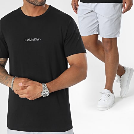 Calvin Klein - NM2183E Set di maglietta e pantaloncini da jogging nero grigio erica
