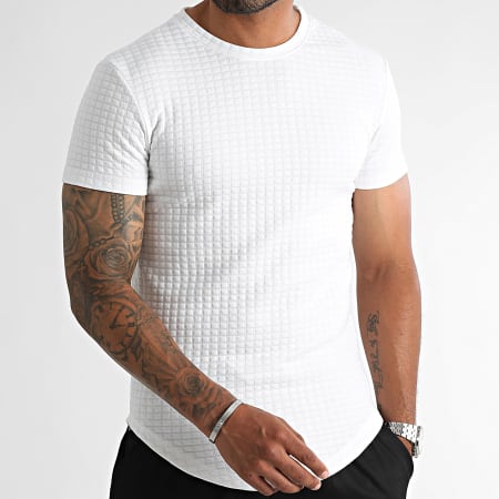 LBO - Tee Shirt Oversize Texturé Square 0279 Blanc