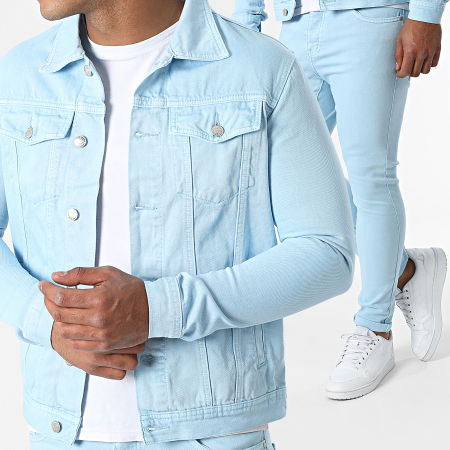 Frilivin - Set giacca di jeans e jeans blu chiaro VJ391