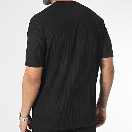 Ikao - Conjunto de camiseta negra y pantalón corto de jogging