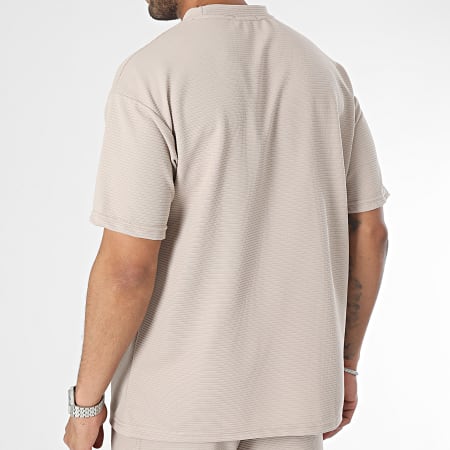 Ikao - Conjunto de camiseta y pantalón corto de jogging beige