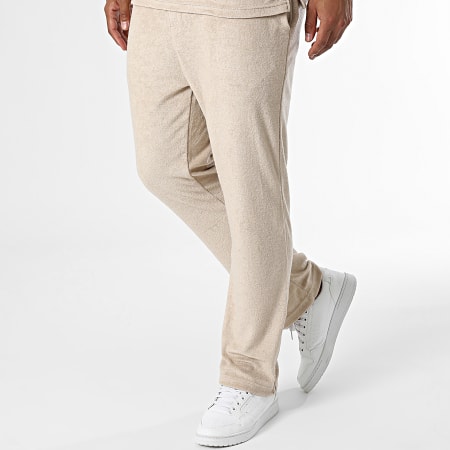 ADJ - Set di pantaloncini da polo e pantaloni da jogging beige