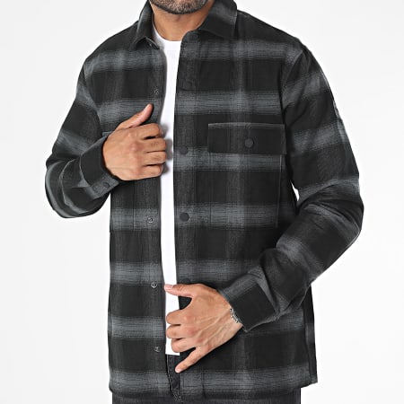 Calvin Klein - Twill Fleece Check Shirt 1619 Negro Gris