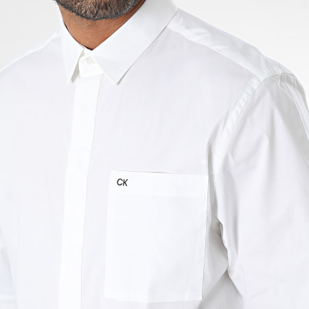 Calvin Klein - Camicia moderna a maniche corte in popeline stretch 1591 bianco