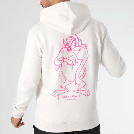 Looney Tunes - Sudadera Angry Taz Beige Rosa Fluo