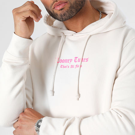 Looney Tunes - Sweat Capuche Angry Bugs Bunny Beige Rose Fluo